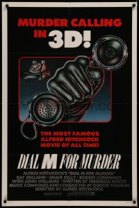 7d0744 DIAL M FOR MURDER 1sh R1982 Alfred Hitchcock, Grace Kelly, Kaiss art of hand with phone!