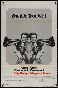 7d0755 DIRTY HARRY/MAGNUM FORCE 1sh 1975 cool mirror image of Clint Eastwood, double trouble!