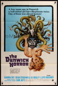 7d0769 DUNWICH HORROR int'l 1sh 1970 AIP, art of multi-headed monster attacking woman by Reynold Brown!