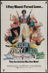 7d0775 EBONY, IVORY & JADE 1sh 1976 great art of 3 Foxy Mamas turned loose!