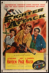 7d0797 FIGHTER ATTACK 1sh 1953 Sterling Hayden with machine gun, Joy Page, J. Carrol Naish!