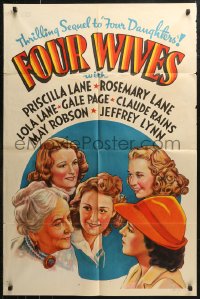 7d0814 FOUR WIVES Other Company 1sh 1939 art portraits of the pretty Lane Sisters & Gale Page!