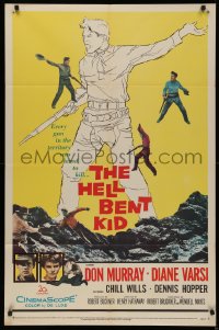 7d0823 FROM HELL TO TEXAS 1sh 1958 cool full-length art of Don Murray w/rifle, Diane Varsi, Man Hunt