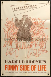 7d0829 FUNNY SIDE OF LIFE 1sh R1966 great wacky artwork of Harold Lloyd, compilation!
