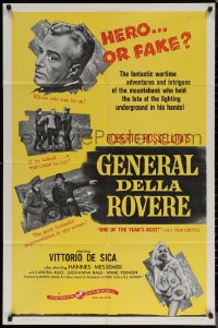 7d0834 GENERAL DELLA ROVERE 1sh 1961 Vittorio De Sica, directed by Robert Rossellini, yellow design!