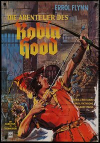 7d0214 ADVENTURES OF ROBIN HOOD German R1970s completely different art of Flynn as Robin Hood by Kede