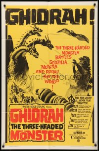 7d0837 GHIDRAH THE THREE HEADED MONSTER 1sh 1965 Toho, he battles Godzilla, Mothra & Rodan!