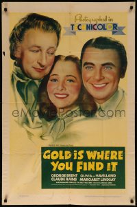 7d0856 GOLD IS WHERE YOU FIND IT 1sh 1938 George Brent & Olivia de Havilland in a mighty age!