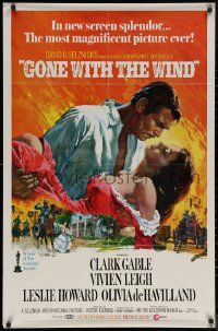7d0860 GONE WITH THE WIND 1sh R1970 Terpning art of Gable carrying Leigh over burning Atlanta!