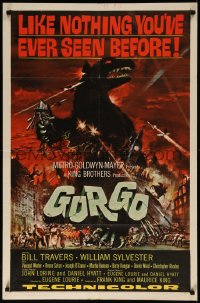 7d0864 GORGO 1sh 1961 great artwork of giant monster terrorizing London by Joseph Smith!