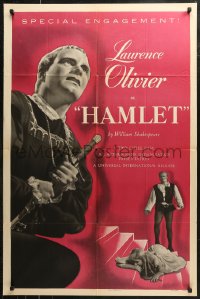 7d0872 HAMLET 1sh R1953 Laurence Olivier in William Shakespeare classic, Best Picture winner!