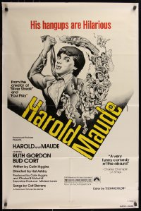 7d0878 HAROLD & MAUDE 1sh R1979 Hal Ashby classic, Ruth Gordon, Bud Cort's hang-ups are hilarious!