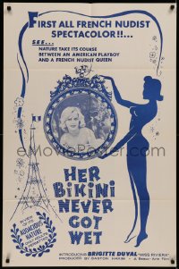 7d0887 HER BIKINI NEVER GOT WET 1sh 1962 French nudist spectacolor with sexy Brigitte Duval!