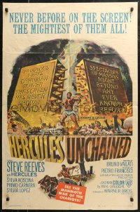 7d0888 HERCULES UNCHAINED 1sh 1960 Ercole e la regina di Lidia, mightiest man Steve Reeves!