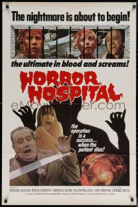 7d0897 HORROR HOSPITAL 1sh 1975 Michael Gough, English sci-fi horror, great images!