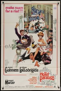 7d0901 HOTEL PARADISO 1sh 1966 wacky Frank Frazetta art of Alec Guinness & sexy Gina Lollobrigida!