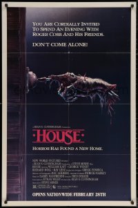 7d0902 HOUSE advance 1sh 1986 Bill Morrison art of severed hand ringing doorbell, don't come alone!