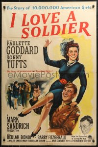 7d0909 I LOVE A SOLDIER 1sh 1944 Paulette Goddard holds Sonny Tufts in uniform, Barry Fitzgerald