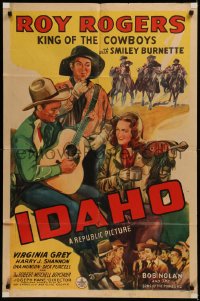 7d0913 IDAHO 1sh 1943 art of Roy Rogers & Trigger, Smiley, Grey & The Sons of the Pioneers!