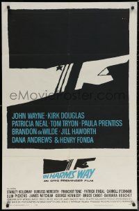 7d0915 IN HARM'S WAY 1sh 1965 Otto Preminger, classic Saul Bass pointing hand artwork!