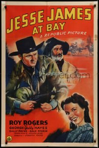 7d0926 JESSE JAMES AT BAY 1sh 1941 art of Roy Rogers w/ smoking gun, Gabby Hayes & Sally Payne!