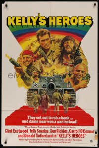 7d0937 KELLY'S HEROES 1sh R1972 Clint Eastwood, Telly Savalas, Don Rickles, Donald Sutherland!