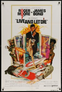 7d0964 LIVE & LET DIE West Hemi 1sh 1973 Robert McGinnis art of Roger Moore as James Bond!