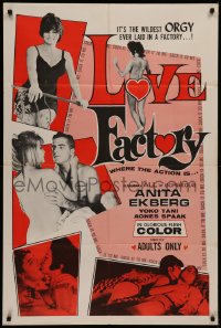 7d0973 LOVE FACTORY 1sh 1964 Bianco, rosso, giallo, rosa, featuring all of gorgeous Anita Ekberg!