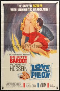 7d0974 LOVE ON A PILLOW 1sh 1964 sexy Brigitte Bardot, the screen sizzles with Bardolatry!