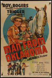 7d0985 MAN FROM OKLAHOMA 1sh 1945 Roy Rogers, Dale Evans, Trigger & The Sons of the Pioneers!