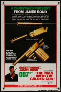 7d0990 MAN WITH THE GOLDEN GUN int'l advance 1sh 1974 a Christmas present from James Bond, McGinnis!
