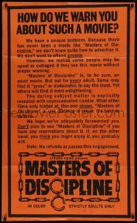 7d1000 MASTERS OF DISCIPLINE 1sh 1975 how do we warn you about such a movie - with lots of text!