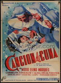 7d0041 CANCION DE CUNA Mexican poster 1953 artwork of three nuns with baby by Josep Renau!