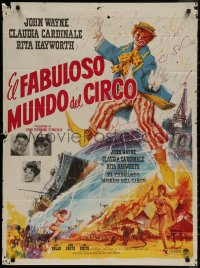 7d0043 CIRCUS WORLD Mexican poster 1965 Claudia Cardinale, John Wayne, different big top art!