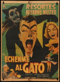 7d0051 ECHENME AL GATO Mexican poster 1958 Abalberto Martinez, Cacho art of cat-man!