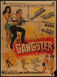 7d0056 EL GANGSTER Mexican poster 1965 Arturo de Corova in title role has problems retiring!