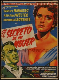 7d0063 EL SECRETO DE MI MUJER Mexican poster 1955 art of Carlos Navarro & Ariadna Welter!
