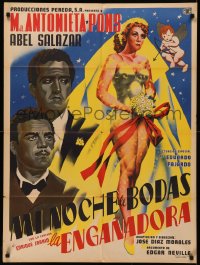 7d0072 LA ENGANADORA Mexican poster 1955 beautiful bride being shot by Cupid, The Deceiver!