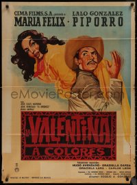 7d0079 LA VALENTINA Mexican poster 1966 Rogelio A. Gonzalez, Maria Felix on shoulder by A.M. Cacho!