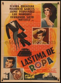 7d0083 LASTIMA DE ROPA Mexican poster 1962 Humberto Gomez Landero, art of cast, sexy Elvira!