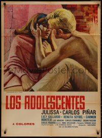 7d0086 LOS ADOLESCENTES Mexican poster 1967 Abel Salazar, Julissa, great romantic close-up art!