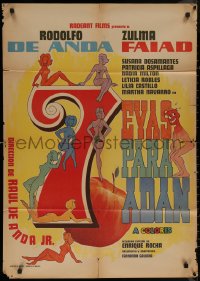 7d0105 SIETE EVAS PARA UN ADAN Mexican poster 1971 Rodolfo De Anda, Zulma Faiad, cool sexy artwork!