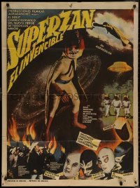 7d0107 SUPERZAN EL INVENCIBLE Mexican poster 1971 Mexican wresters fight aliens & save the world!