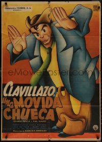 7d0110 UNA MOVIDA CHUECA Mexican poster 1956 Clavillazo tests a drug that shows him the future!