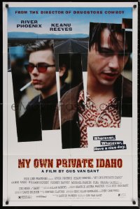 7d1026 MY OWN PRIVATE IDAHO 1sh 1991 close up of smoking River Phoenix & Keanu Reeves!