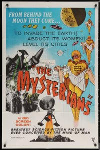 7d1028 MYSTERIANS 1sh 1959 they're abducting Earth's women & leveling its cities, RKO printing!