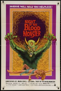 7d1042 NIGHT OF THE BLOOD MONSTER 1sh 1972 Jess Franco, art of wacky beast & half-dressed sexy girl!