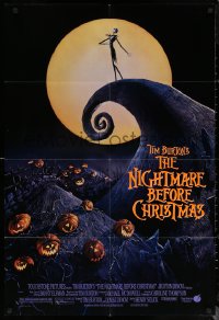 7d1046 NIGHTMARE BEFORE CHRISTMAS DS 1sh 1993 Tim Burton, Disney, great Halloween horror image!
