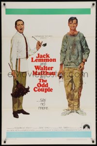 7d1052 ODD COUPLE 1sh 1968 art of best friends Walter Matthau & Jack Lemmon by Robert McGinnis!