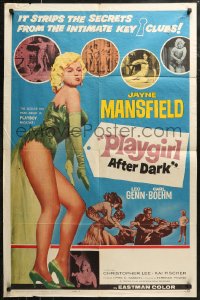 7d1080 PLAYGIRL AFTER DARK style B 1sh 1962 full-length art of sexiest Jayne Mansfield!